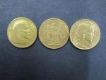 Trois pièces de 20 Francs or : une Napoléon III...
