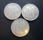 Deuxième et Troisième Républiques : Trois pièces de 5 Francs...