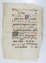 [Antiphonaire]. Ensemble de 5 grands feuillets sur parchemin manuscrits à...