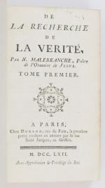 MALEBRANCHE (Nicolas). De la Recherche de la Vérité. Paris, Durand,...