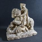 Saint-Georges terrassant le dragon. Sculpture en pierre, ép. XVI's-XVII's. Haut...