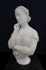 Ecole française fin XIX's : Buste de femme élégante sur...