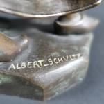 SCHULTZ Albert (1871-1953) : Lison à l'oie. Bronze patiné, signé....