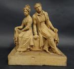 Clémence-Sophie de SEMERZY (1767-1850) : La Bouderie conjugale. Terre cuite...