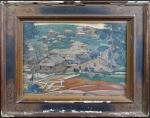 BOUCHAUD Jean (1891-1977) : Village d'Indochine. Aquarelle signée. 21 x...