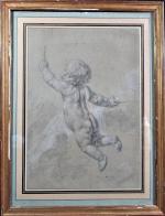 Jean-Baptiste GREUZE (1725-1805) : Etude pour un Cupidon. Pierre noire...