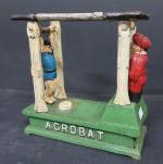 Tirelire mécanique en fonte laquée "Acrobat Bank", représentant deux accrobates,...