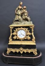 Pendule d'époque Napoléon III en bronze doré et patiné et...