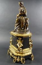 Pendule d'époque Napoléon III en bronze patiné et doré et...