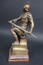 PICAULT Emile (1833-1915) : La Vaillance. Bronze patiné, signé, daté....