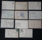 10 cartes postales sur le thème militaire LES POILUS. On...