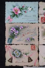 11 cartes postales peintes à la main FANTAISIE