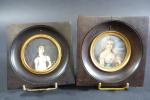 Deux miniatures du XIX's : Portrait de dame de qualité...