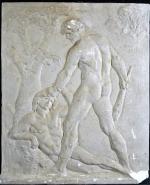 BOUCHER Alfred (1850-1934): Cain et Abel. Bas-relief en plâtre légendé,...