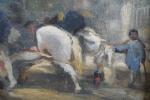 ROSALBIN de BUNCEY Marie-Abraham (1833-1891) : Cheval de trait blanc....