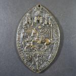 Sceau en navette en bronze de style médiéval représentant Saint...