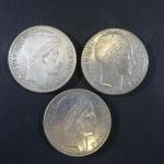 IIIEME REPUBLIQUE : Trois pièces de 20 Francs argent type...