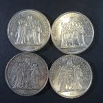 VEME REPUBLIQUE : Quatre pièces de 10 Francs argent type...