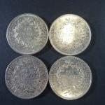 VEME REPUBLIQUE : Quatre pièces de 10 Francs argent type...